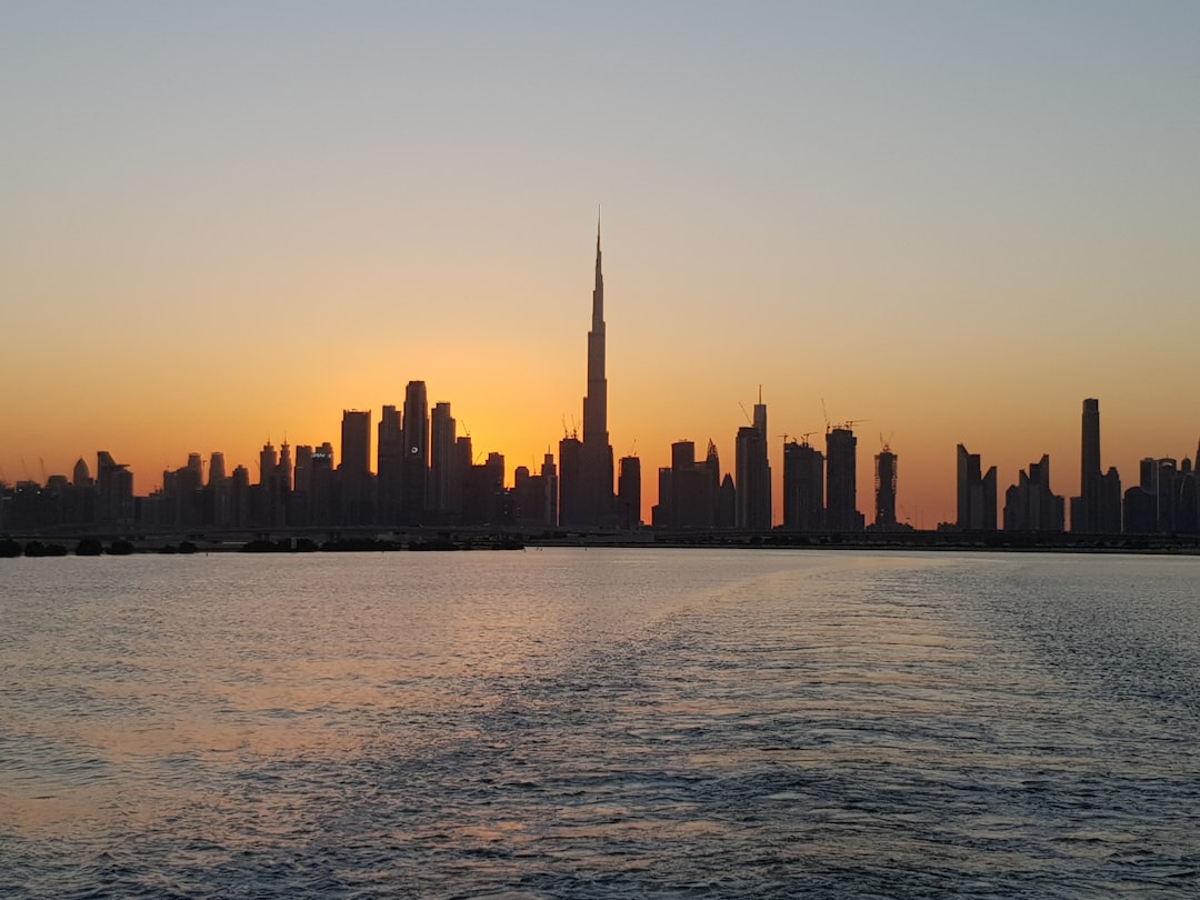 dubai marina skyline at dusk